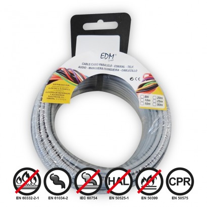 Carret cablet flexible 1.5mm gris 5mts sense halògens 