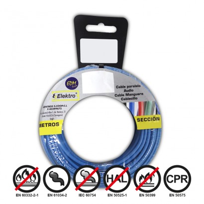Carrete cablecillo flexible 1,5mm azul 10mts libre-halogenos