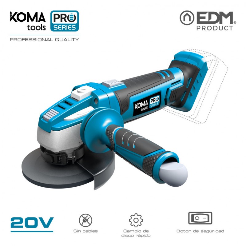 Amoladora 20v (sin bateria y cargador)  koma tools pro series battery edm