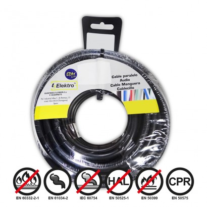 Carret cablet flexible 1.5mm negre 20mts sense halògens 