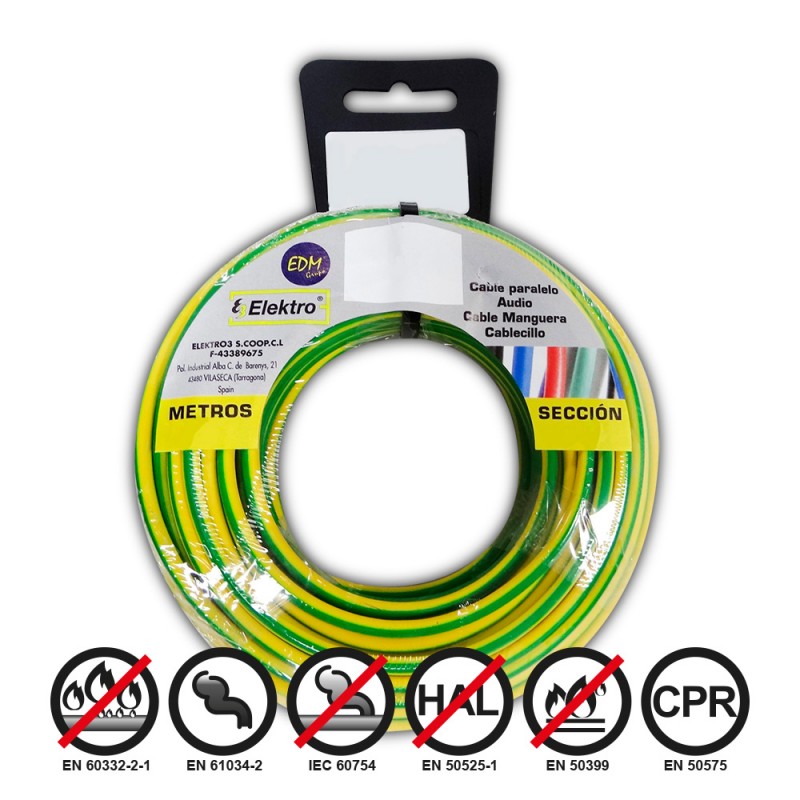 Carrete cablecillo flexible 1,5mm bicolor 20mts libre-halogenos