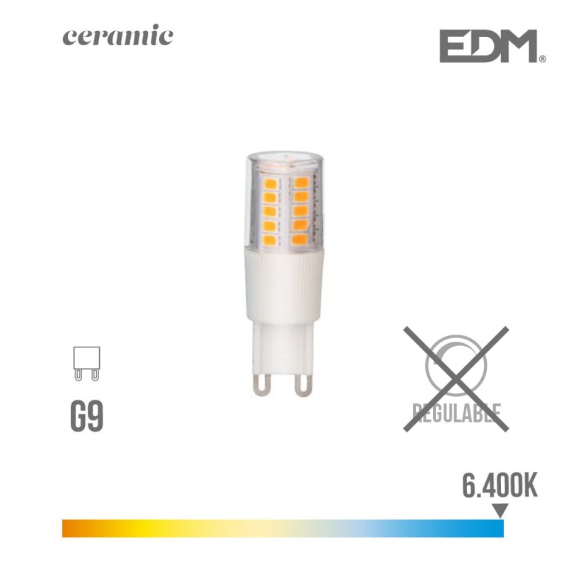 Bombeta g9 led 5.5w 650 lm 6400k llum freda amb base ceràmica edm