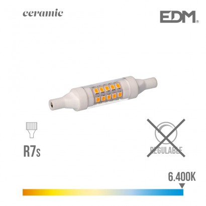 Bombilla lineal led 78 mm r7s 5.5w 600 lm 6400k luz fria base ceramica edm