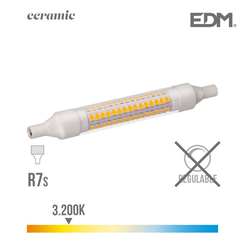 Bombilla lineal led 118 mm r7s 9w 1100 lm 3200k luz calida base ceramica edm