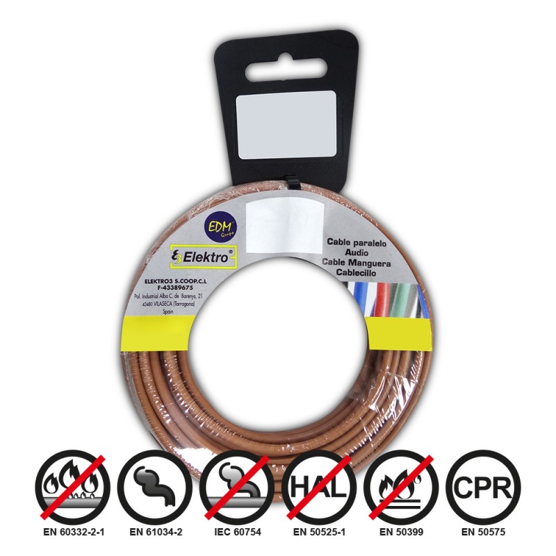 Carrete cablecillo flexible 2,5mm marron 15mts libre-halogenos