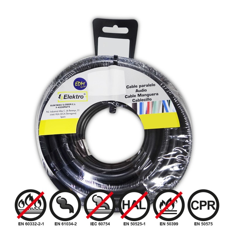 Carrete cablecillo flexible 2,5mm negro 50mts libre-halogenos