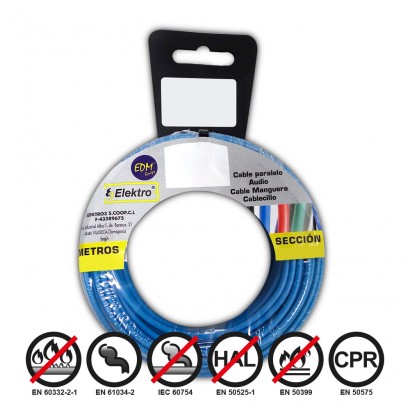 Carret cablet flexible 4mm blau 50mts sense halògens 