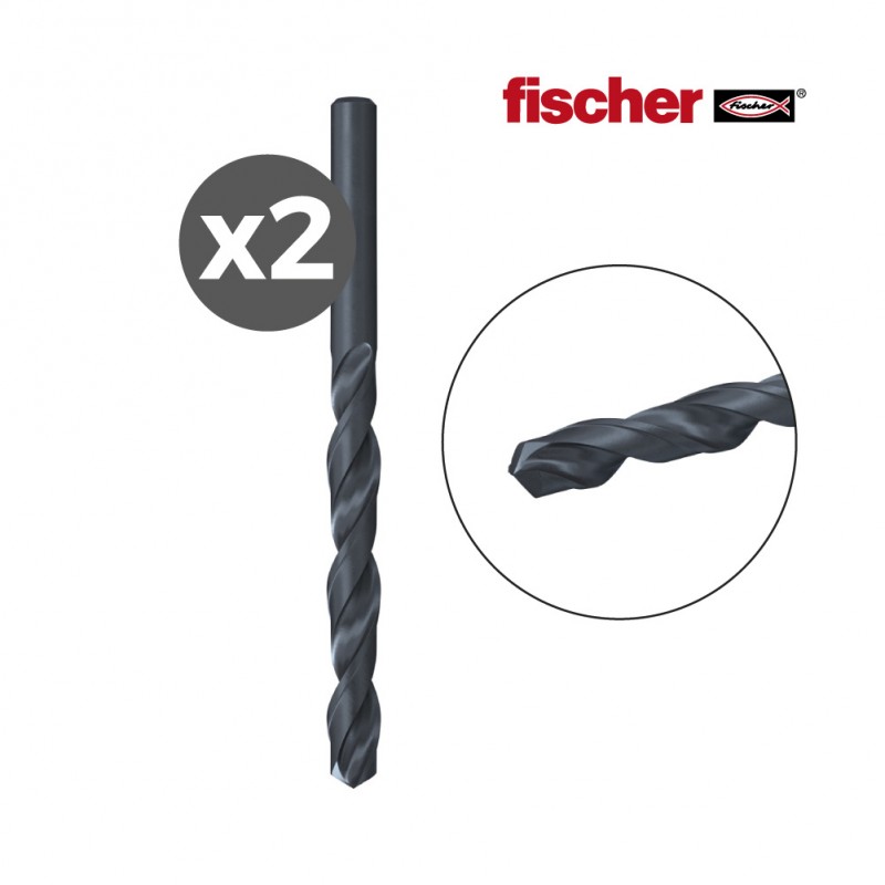 Pack 2 broques metall hss-r din338 3,5x39/70 /2k fischer