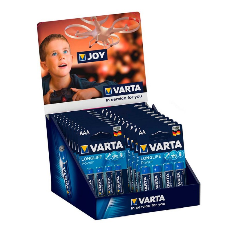 S.of  expositor pilas varta "long life" 10 blisters 4 pilas aaa lr03 + 10 blisters 4 piles lr06 aa