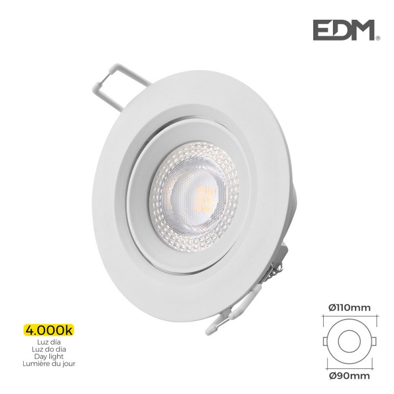 Downlight led empotrable 5w 4.000k rodó marc blanc edm 