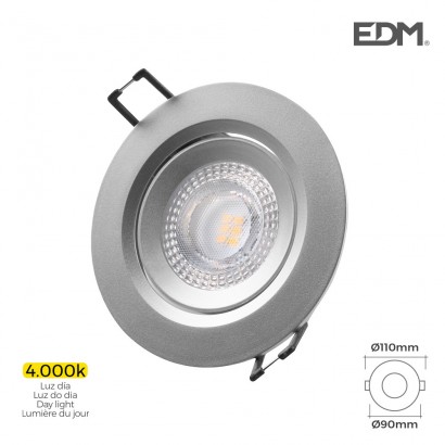 Downlight led empotrable 5w 380 lumens 4.000k rodó marc cromo edm 