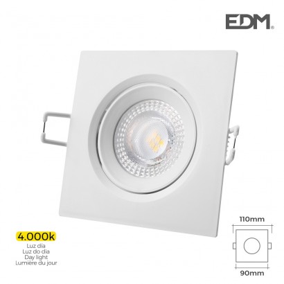 Downlight led empotrar 5w 380 lumens 4.000k quadrat marc blanc edm 
