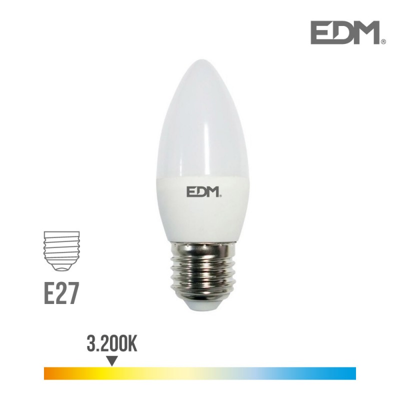 Bombeta espelma led e27 5w 400 lm 3200k llum càlida edm