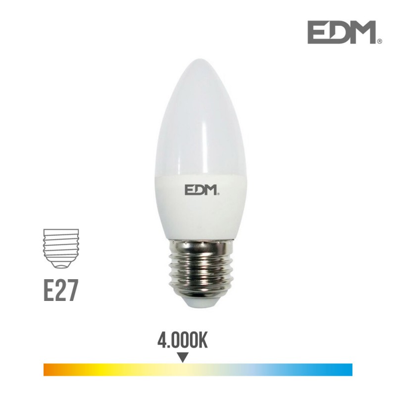 Bombilla vela led e27 5w 400 lm 4000k luz dia edm