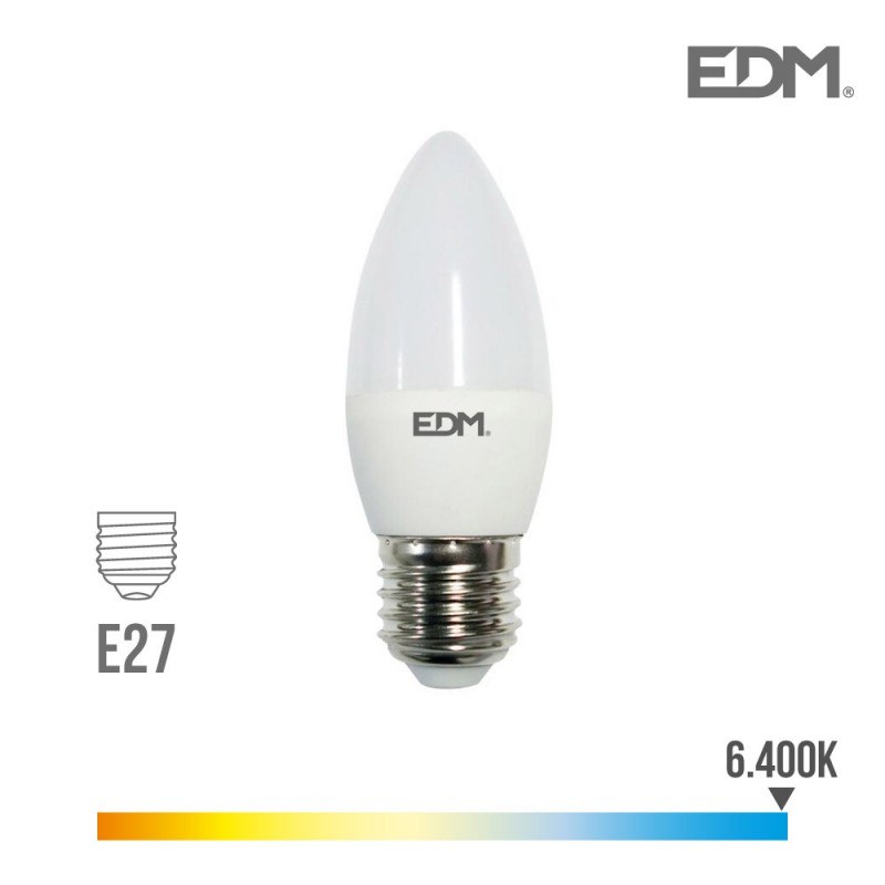 Bombeta espelma led e27 5w 400 lm 6400k llum freda edm 