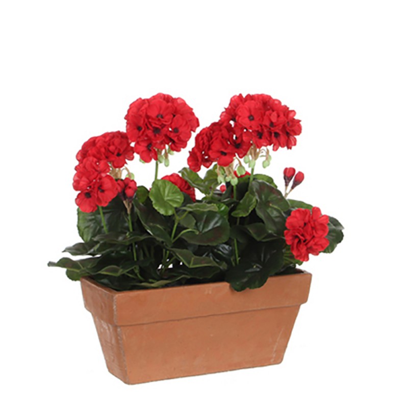 Gerani pvc vermell en jardinera per a balcó 29x13x40cm 