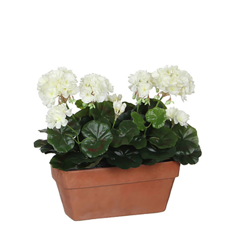 Gerani pvc blanc en jardinera per a balcó 29x13x40cm 