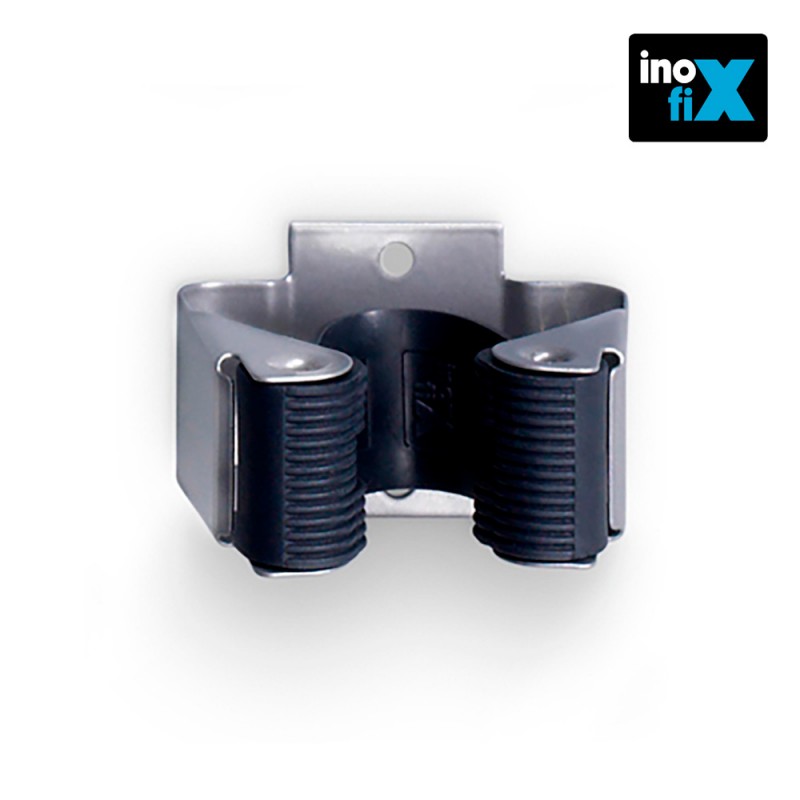 Colgador escobas adhesivo cromo mate (blister 2 unid) inofix