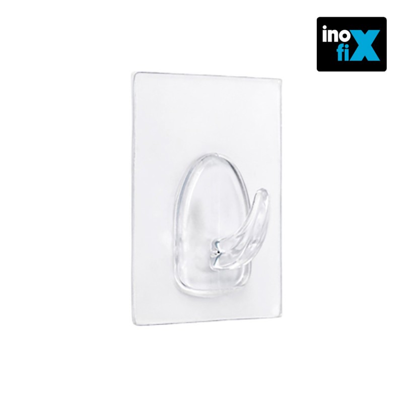 Colgador adherente reutilizable 60x47mm transparente (blister) inofix