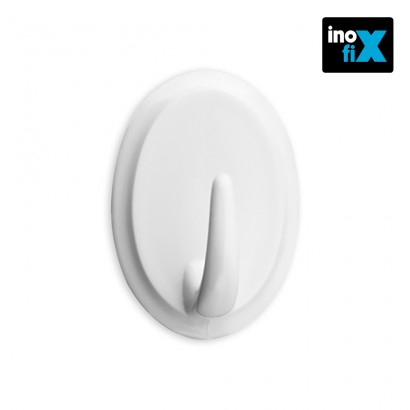 Colgador adhesivo redondo blanco (blister 2 unid) inofix