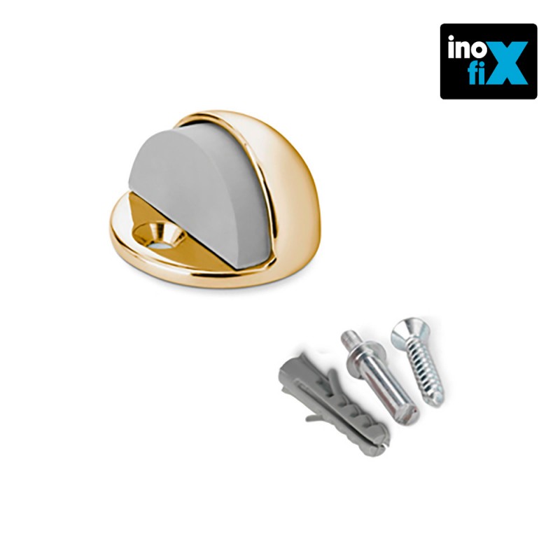 Tope puerta metalico con tornillo dorado (blister) inofix