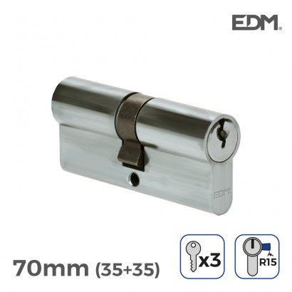 Bombí níquel 70mm (35+35mm) lleva llarga r15 amb 3 claus incloses edm 