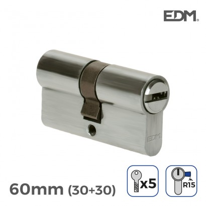 Bombí níquel 60mm (30+30mm) lleva llarga r15 amb 5 claus de seguretat incloses edm 