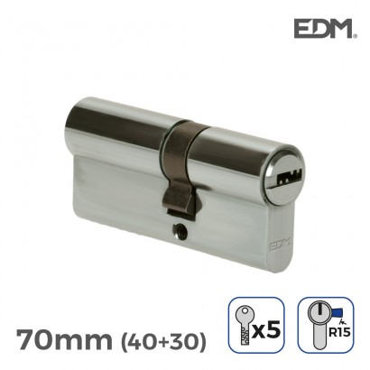 Bombí níquel 70mm (40+30mm) lleva llarga amb 5 claus de seguretat incloses edm 