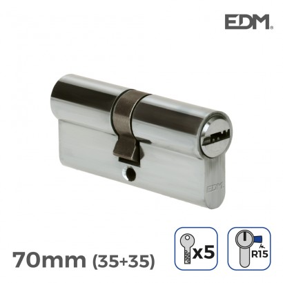 Bombí níquel 70mm (35+35mm) lleva llarga r15 amb 5 claus de seguretat incloses edm 