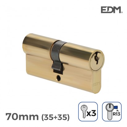 Bombin laton 70mm (35+35mm) leva corta r13 con 3 llaves incluidas edm