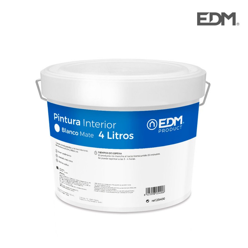 Pintura plastica mate interior blanca 4l edm