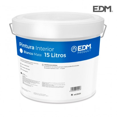 Pintura plastica mat interior blanca 15l edm