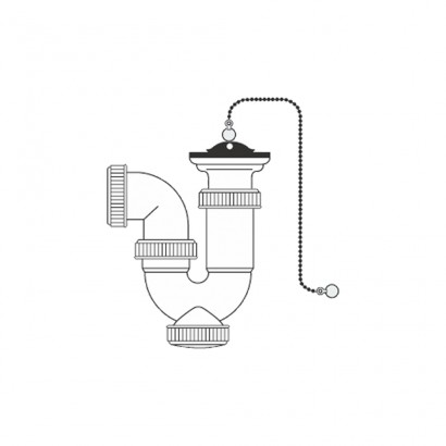 Sifó corb extensible 1" 1/2" amb cadena i tap