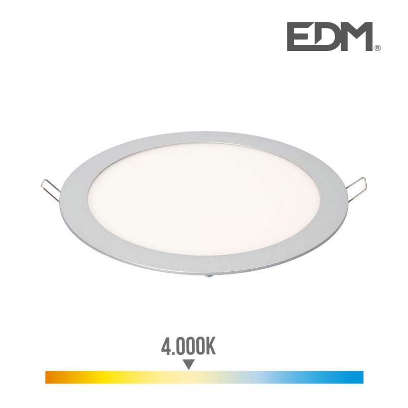 Downlight led empotrable 20w luz dia 4.000k 1500 lumens cromo mate edm