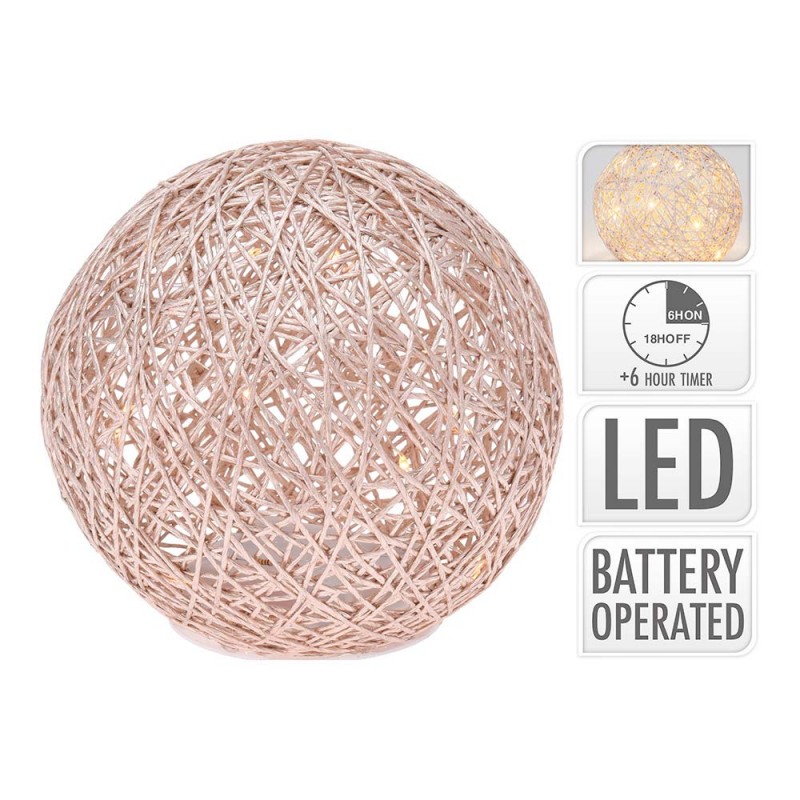 Bola con 15 leds 15cm dorada blanco calido